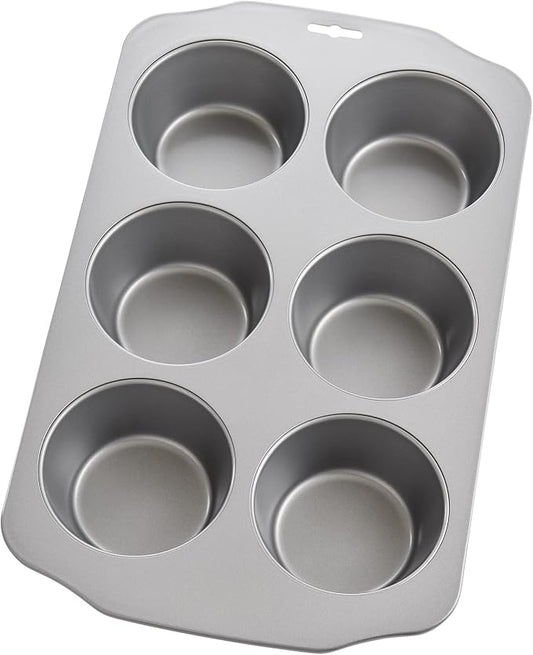 Mrs. Anderson's Baking Nonstick 6-Cup Jumbo Muffin Pan, Carbon Steel with Non-Stick Coating, PFOA Free, 13 x 8.75-Inches