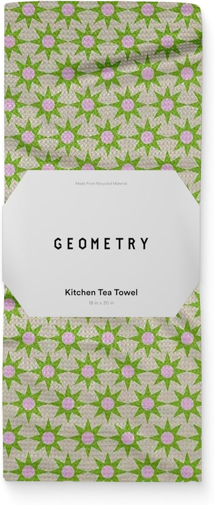 GEOMETRY Spring Kitchen Towels - Quick Dry Microfiber Cloth Spring & Summer Dish Towels for Kitchen Drying - Premium Quick Dry Towel - Sweet Green, 18" x 30" - 1-Pack