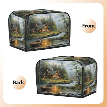 Forest Green Toaster Cover 4 Slice Wide Slot Washable Toaster Covers | Cabin Art Dust and Fingerprint Protection Bread Maker Covers for Kitchen Accessories Decor Bakeware Women Gift