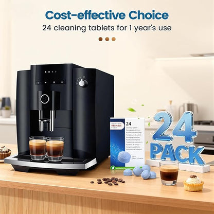 CPLIKE 24 Tablets Coffee Machine Cleaning Tablets Compatible with Jura Automatic Coffee Centers Machines, High Efficiency Cleaning and Longer Life Span, Park# 64308