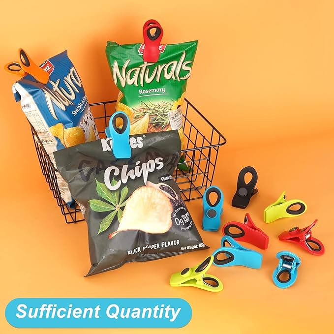 Jetmore 30 Pack Chip Clips Bag Clips, Multicolor Magnetic Clip for Food and Other Packages, Multipurpose Refrigerator Magnet Clip, Office Paper Clamps