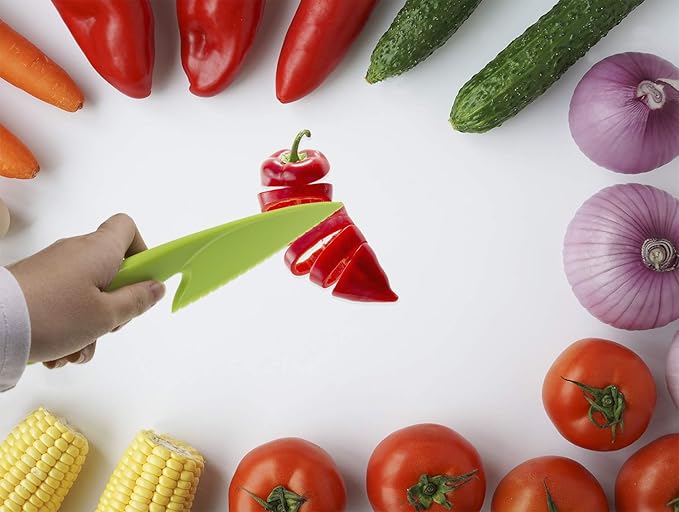 PENTA ANGEL 3 Colors Plastic Knife Set 3 Sizes Nylon Knife Safety Cooking Chef Knives for Fruit Lettuce Vegetable Salad Bread (3 Colors)