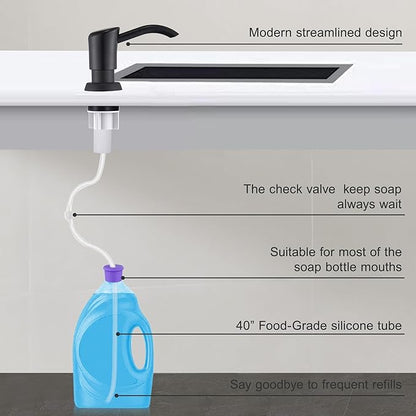 GAGALIFE Built in Counter Soap Dispenser (Oil-Rubbed Bronze) for Kitchen Sink and Soap Dispenser Extension Tube, Anti-Leakage Upgrade with 40" Soap Tube, No More Top Refill