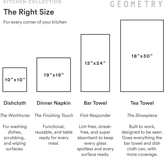 GEOMETRY Bar Towels for Kitchen Premium Towels for Cleaning Dishes & Glassware - Absorbent & Fast Drying Kitchen Towels - Pine, 12" x 14" - 1-Piece