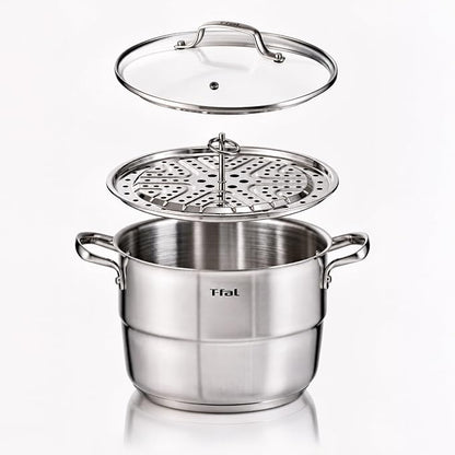 T-Fal Specialty 7.2 Quarts Stainless Steel Pan Stockpot with Lid, Induction Compatible, Dishwasher Safe, Oven Safe to 500°F, Stew Pot, Silver