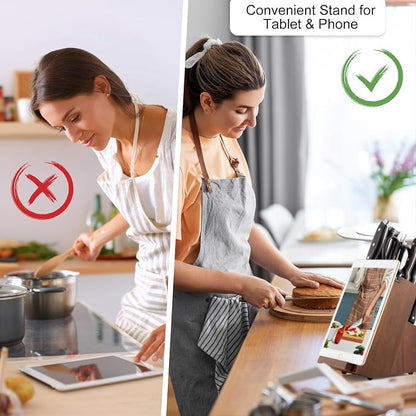 Kitchen Knife Set with Block, 15-Piece Professional Stainless Steel Sharp Knives Set for Kitchen with Built-in Sharpener, Ergonomic Wooden Handle, Full Tang Forged Triple Rivet, Boxed Knife Set