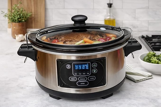 Oval Glass Lid Replacement for 6 Quart Hamilton Beach Slow Cooker, Compatible with Models 33969A 33861 33261 33866, Tempered Glass Crock Pot Lid with Heat-Resistant Handle