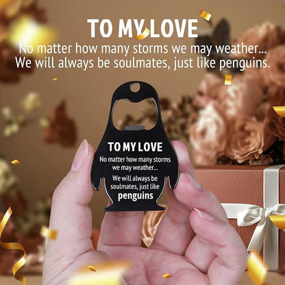 Dad Gifts for Fathers Day, Husband Valentines Day Gifts for Him, To My Love - Beer Bottle Opener, Kitchen Gadgets Gift for Husband from Wife, Penguin Valentine’s Decorations, Fathers Day Birthday Gift