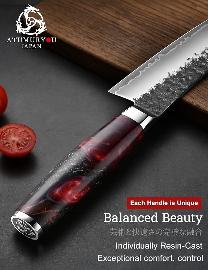 Japanese Chef Knife with VG10 Steel, 7 Inch Hand Forged Kiritsuke Knife, Sharp Kitchen Knives with 3 Layers Composite Steel, Professional Chefs Knife with Ergonomic Handle, Cooking Gifts for Men