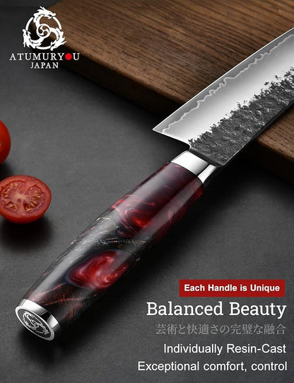 Japanese Chef Knife with VG10 Steel, 7 Inch Hand Forged Kiritsuke Knife, Sharp Kitchen Knives with 3 Layers Composite Steel, Professional Chefs Knife with Ergonomic Handle, Cooking Gifts for Men