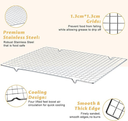 Baking Sheet with Cooling Rack - 17" x 11" x 0.5" Carbon Steel Cookie Sheet for Baking [1 Sheet + 1 Rack], Nonstick Baking Pan, Perfect for Baking, Roasting, and More