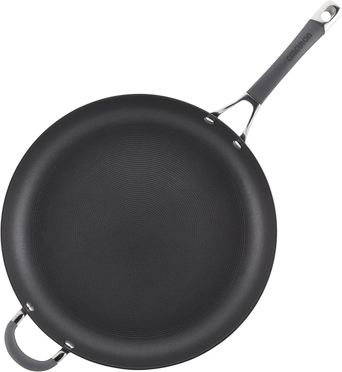 Circulon - 83906 Circulon Radiance Hard Anodized Nonstick Frying Pan / Fry Pan / Hard Anodized Skillet with Helper Handle - 14 Inch Large Skillet, Gray