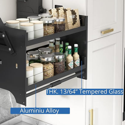Pull Down Shelf Upper Kitchen Wall Cabinet Storage Organizer (36inch Cabinet) Black