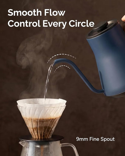 INTASTING Gooseneck Electric Kettle, ±1℉ Temperature Control, Stainless Steel Inner, Quick Heating, for Pour Over Coffee, Brew Tea, Boil Hot Water, 0.9L (Navy Blue)