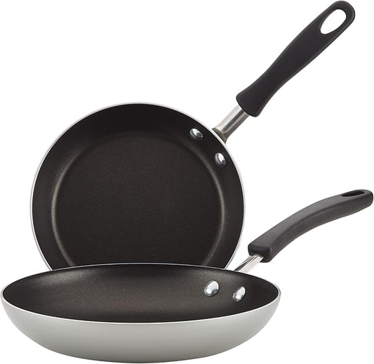 Farberware Cookstart Aluminum DiamondMax Nonstick Skillet Set, 2-Piece Cookware Set, Silver