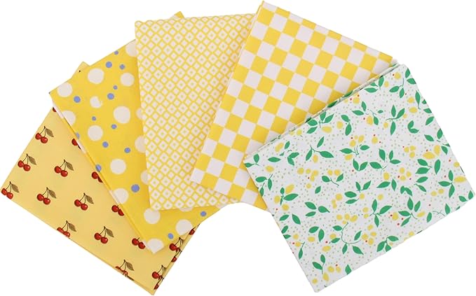 Threadart Exclusive 5 Fat Quarter Bundles - Yellow Confetti Brights Collection 100% Cotton Fabric - Premium 100% Cotton Quilting Fabric - No Duplicates - Full Size Fat Quarters 18"x21" - Yellow