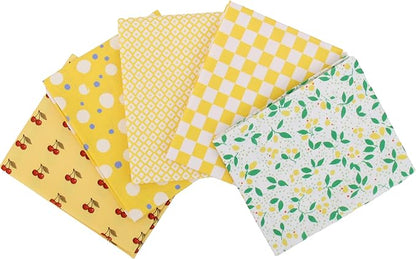 Threadart Exclusive 5 Fat Quarter Bundles - Yellow Confetti Brights Collection 100% Cotton Fabric - Premium 100% Cotton Quilting Fabric - No Duplicates - Full Size Fat Quarters 18"x21" - Yellow