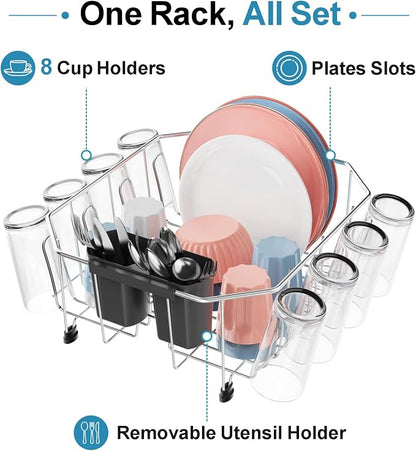iSPECLE Small in Sink Dish Drying Rack - Stainless Steel Compact Inside Sink Dish Drainer for RV Apartment Kitchen, Rust Resistant, 11.6" W x 13.4" L, Silver