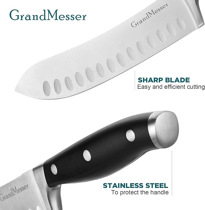 Butcher Knife, 7 inch Bullnose Knife, High Carbon German Stainless Steel Forging, Ergonomic ABS Handle Triple-riveted, with Gift Box