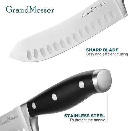 Butcher Knife, 7 inch Bullnose Knife, High Carbon German Stainless Steel Forging, Ergonomic ABS Handle Triple-riveted, with Gift Box