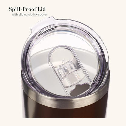 Christian Art Gifts Stainless Steel Double Wall Vacuum Insulated Tumbler 18 oz Brown Travel Mug with Retractable Lid for Women & Men Inspirational Bible Verse - Stand Firm -1 Corinthians 16:13