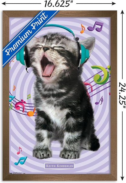Trends International Keith Kimberlin - Kitten - Singing Wall Poster, 14.725" x 22.375", Bronze Framed Version