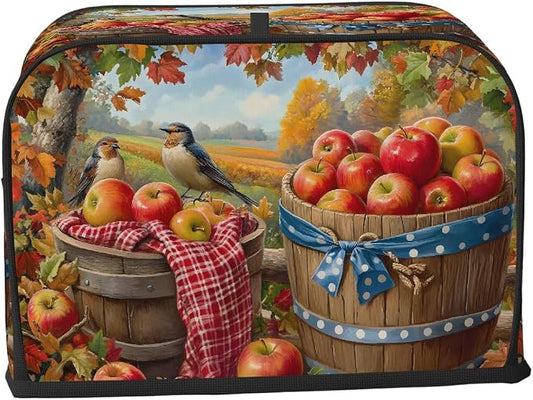 2 Slice Autumn Apple Pretty Toaster Cover Waterproof Dust Fingerprint Bread Machine Cover Washable Kitchen Appliance Protector For Home Kitchen Bakeware Table Decor Women Gifts