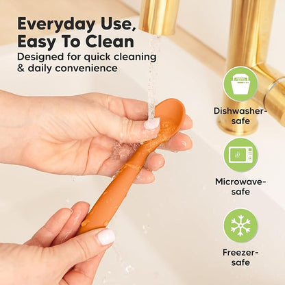 KeaBabies Silicone Baby Spoons, Self Feeding 6-12 months - 3-Pack Baby Weaning Eating Utensils, Toddler First Food Training Spoon, Infant, Kids Feeding Supplies Essential Set, Dishwasher-safe (Kea)