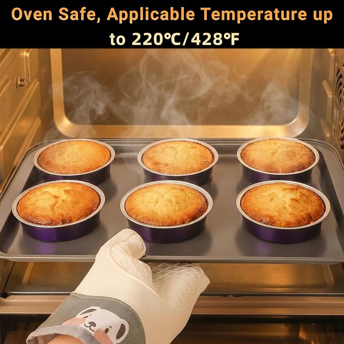 Beasea Mini Ramekins with Lids, 100 Pack 7.3oz Disposable Aluminum Tart Pie Baking Tins Pans, 4 Inch Small Individual Cheesecake Tart Containers Oven Baking Dishes for Party - Violet Purple