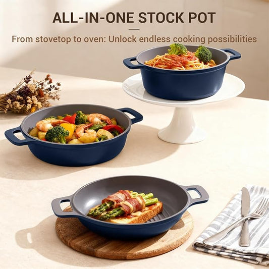 Ammeloo 4.5 Qt Non Stick Soup Pot with Lid, Ceramic Stockpot Set, Cooking Pot for All Stovetops, All-in-One Non Toxic Pot for Stews, Soups & Pasta, Easy to Clean, Induction Ready, PFAS Free