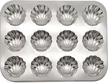 Fox Run Stainless Steel Scallop Shell Madeleine Pan, 12 French Cookie Mold Baking Pan