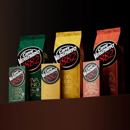 Caffe Vergnano Riserva Torino Cremoso Arabica Robusta Coffee Beans, 2.2 lb Bag - Medium Roast Whole Bean Espresso Blend for Espresso Machine, Moka Pot, Drip Coffee Maker & French Press
