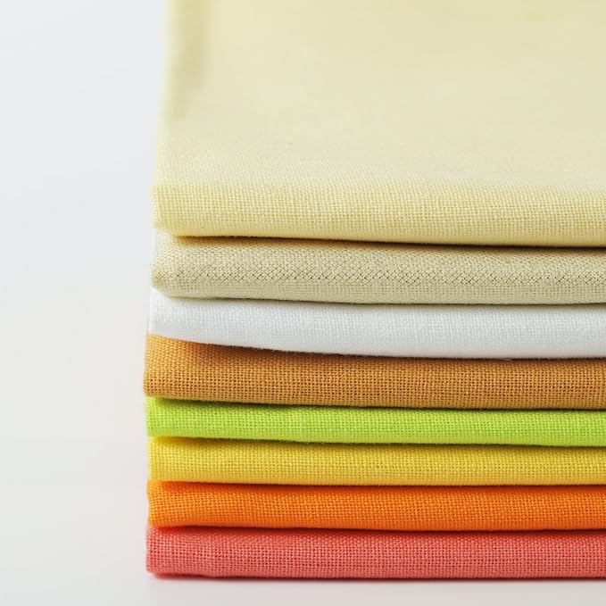 18 * 21inch Cotton Fabric, Premium Fabric Pure Quilting Fat Quarter Bundles Patchwork for Sewing DIY Craft (Orange Yellow Series, 8PCS)