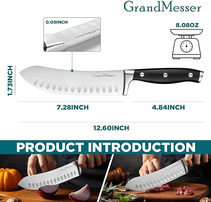 Butcher Knife, 7 inch Bullnose Knife, High Carbon German Stainless Steel Forging, Ergonomic ABS Handle Triple-riveted, with Gift Box