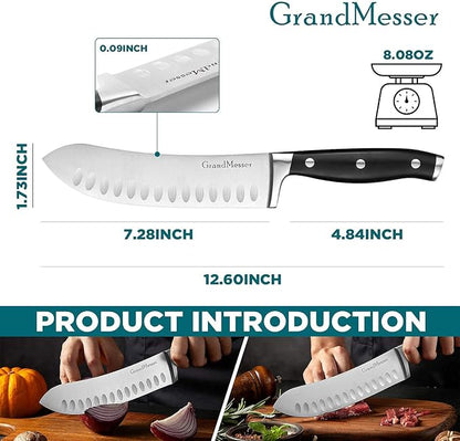 Butcher Knife, 7 inch Bullnose Knife, High Carbon German Stainless Steel Forging, Ergonomic ABS Handle Triple-riveted, with Gift Box