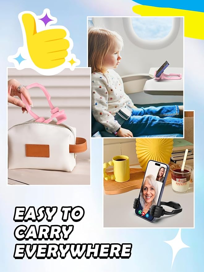 Graduation Gifts for Teens Girls Kids Women Gifts: UPGRADE Adjustable Thumbs Up Lazy Phone Holder Cell Phone Stand for Desk Fun Birthday Ideas for Teenage Wife Mom Adults Stocking Stuffers Pink Stuff
