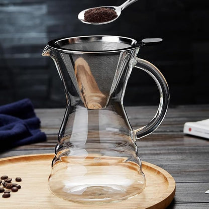 Unbreakable - 18 Pack Pour Over Coffee Maker with Permanent Stainless Filter 27 fl oz, Thickened Heat-Resistant Borosilicate Glass Dripper Coffee Brewer, Stovetop Safe