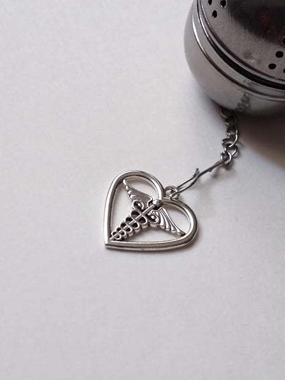 Caduceus Charm Tea Strainer Ball Infuser, Health Professional Gifts, Graduation Med School Present