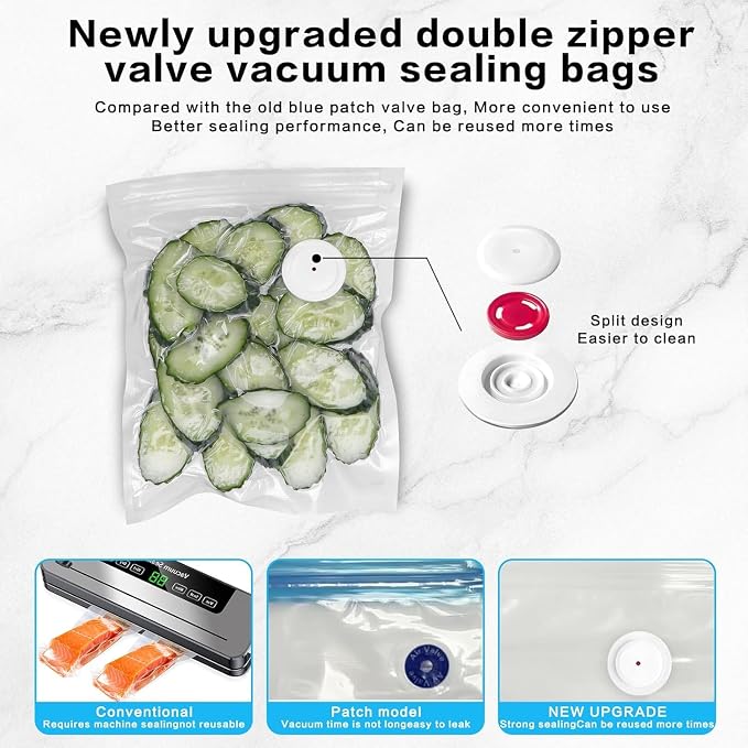 Handheld Vacuum Sealer for Food Powerful Vacuum Sealer Machine,Seal Meal Saver,Portable Food Sealer (Sealer + 2 Glass Vacuum Containers + 30 Reusable Bags)