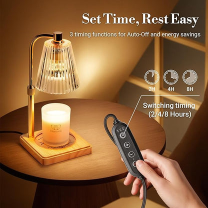 Marycele Candle Warmer Lamp with Timer, Wax Melt Warmer for Jar Candles, Christmas Birthday Gifts for Women Mom Sister Friend, House Warming Gifts for New Home Apartment Decor, Vintage Clear