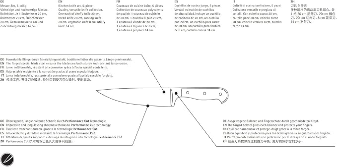 WMF Santoku Chef's Knife Spitzenklasse Plus Length 32 cm Blade Length 18 cm Performance Cut Made in Germany Forged Special Blade Steel Seamlessly Riveted Plastic Handle