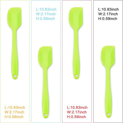4‑Piece Silicone Spatulas Set Heat Resistant 600°F Seamless Steel‑Core Rubber Spatulas for Nonstick Cookware ALLWIN HOUSEWARE Uniform Length Kitchen Spatulas for Cooking & Baking, Green