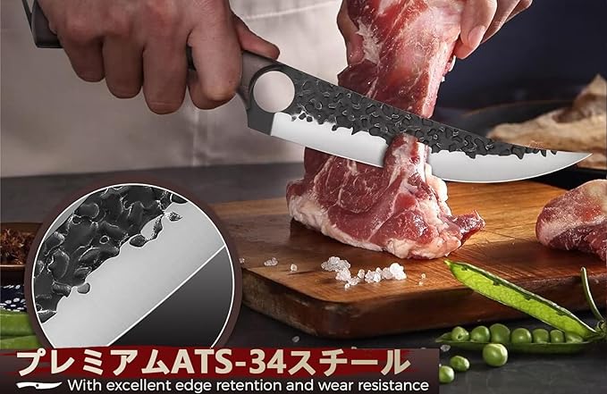 DRGSKL Serbian Chef Knife Set - 10 PCS Hand Forged Butcher Knife Set with Bag - High Carbon Steel Kitchen Knives - Meat Cleaver Viking Boning Knives for Brisket Trimming - Gifts for Men and Women
