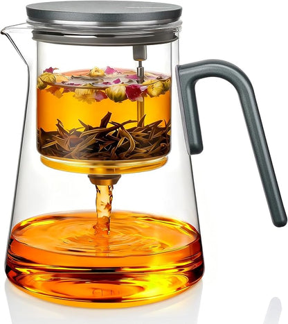 ZENS Enchanted Tea Pot with Magnetic Lid, Magic Glass Infuser Teapot for Loose Leaf Tea Steeper, Mess-Free Herbal Tea Maker, Tea Diffusers for Tea Lovers Ideal Gifts, 34oz (1000 ml)
