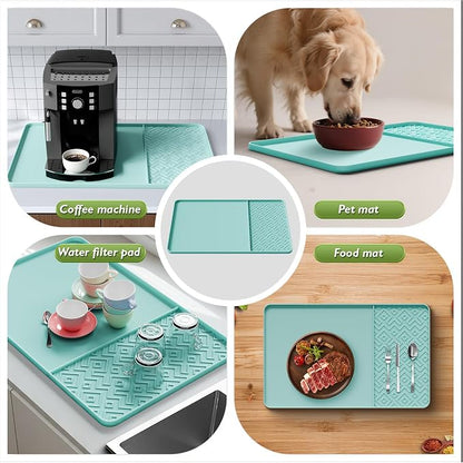 Silicone Coffee Mat with Raised Edges 19" x 12" – Waterproof Countertop Mat, Coffee Maker Pad, Espresso Machine Mat, Heat Resistant Dish Drying Mat