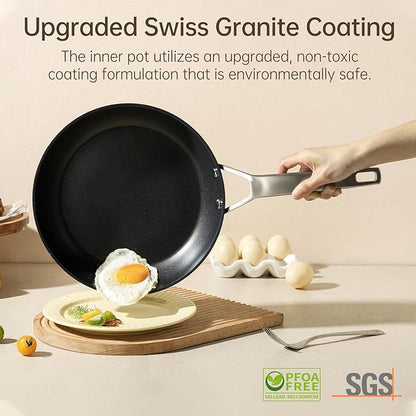 MsMk Nonstick Frying Pan, 12 1/2 Inch Titanium and Ceramic Nonstick Large Skillet Pan, Sturdy and Durable Skillet Nonstick, for Various Stove Type, Oven Safe to 700°F Pan for Cooking, Dishwasher Safe