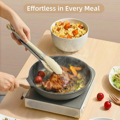 Silicone Cooking Utensils Set, 33PCS/446°F Heat Resistant Food Grade Silicone Kitchen Gadgets, Spatula Set w Holder, for Nonstick Cookware (BPA Free, Khaki)