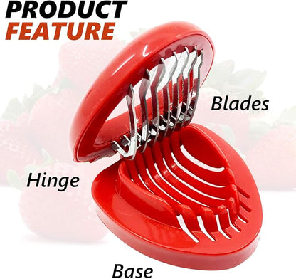 Joie Strawberry Huller and Slicer, Berry Preparation Set, Baking Tools, Red