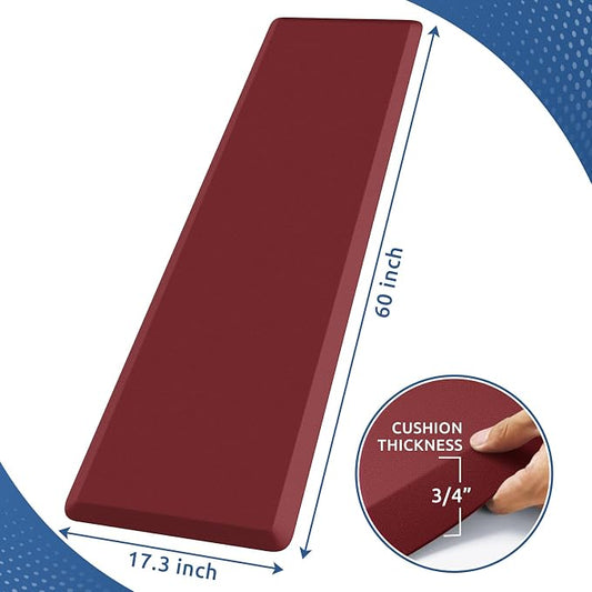 KitchenClouds Kitchen Mat Cushioned Anti Fatigue Kitchen Rug 0.8inch Water Resistant Non Slip Kitchen Rugs and Mats Standing Desk Mat Comfort Floor Mats for Kitchen Sink Office (17.3"x60",Red)
