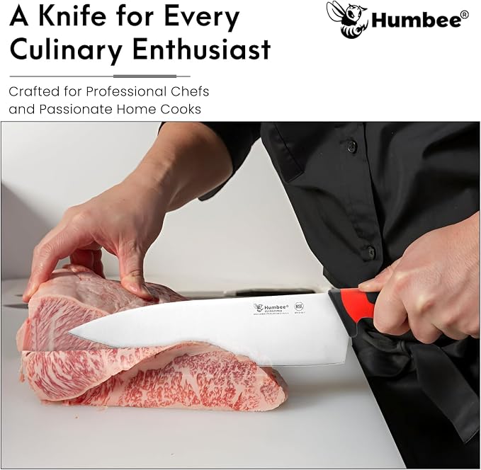 10-Inch Chef Knife, NSF Certified Razor-Sharp High Carbon Stainless Steel Blade – Ergonomic Color Coded Handle, Non-Slip Grip Kitchen Knife, DT-10 Series, Red